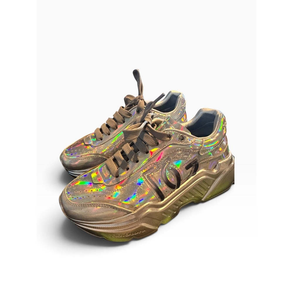 Dolce & Gabbana Daymaster Silver Holographic Sneakers Size 36.5 US 6.5 Platform